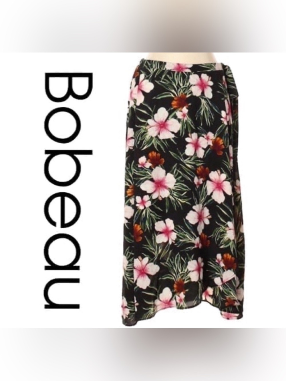 Bobeau Nordstrom Tropical Hibiscus Print Midi Wrap Skirt Size S PRICE FIRM